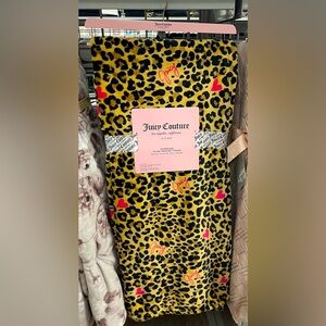 Juicy Couture cheetah heart valentine plush blanket throw